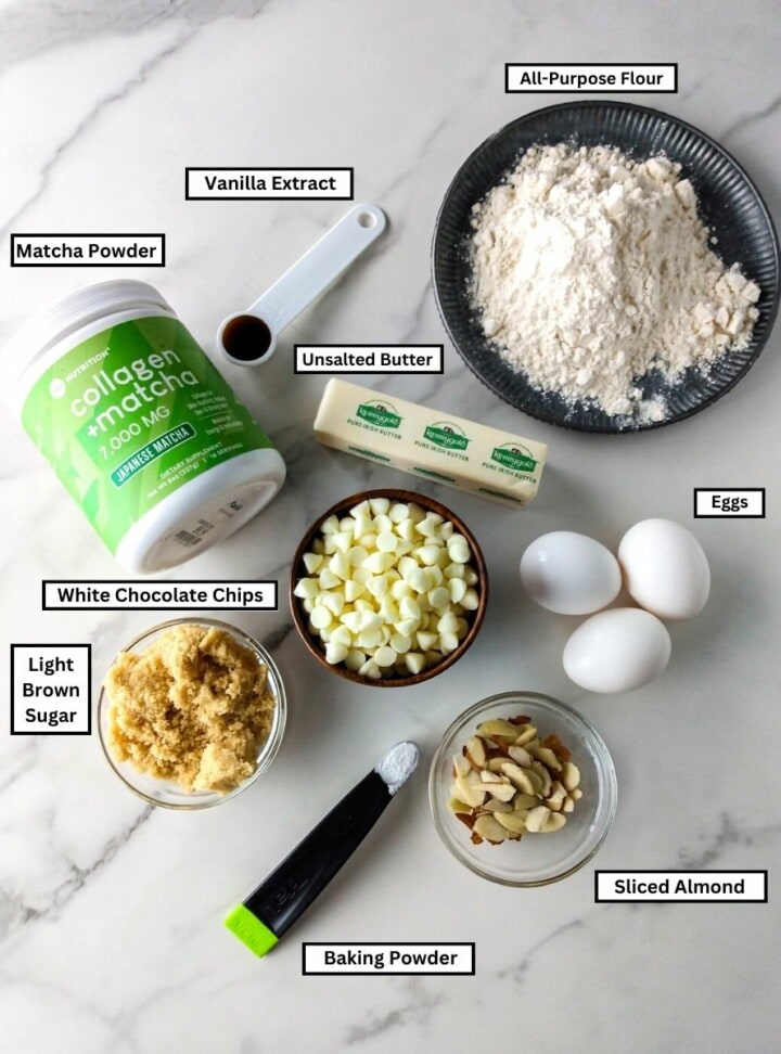 ingredients for the matcha brownies