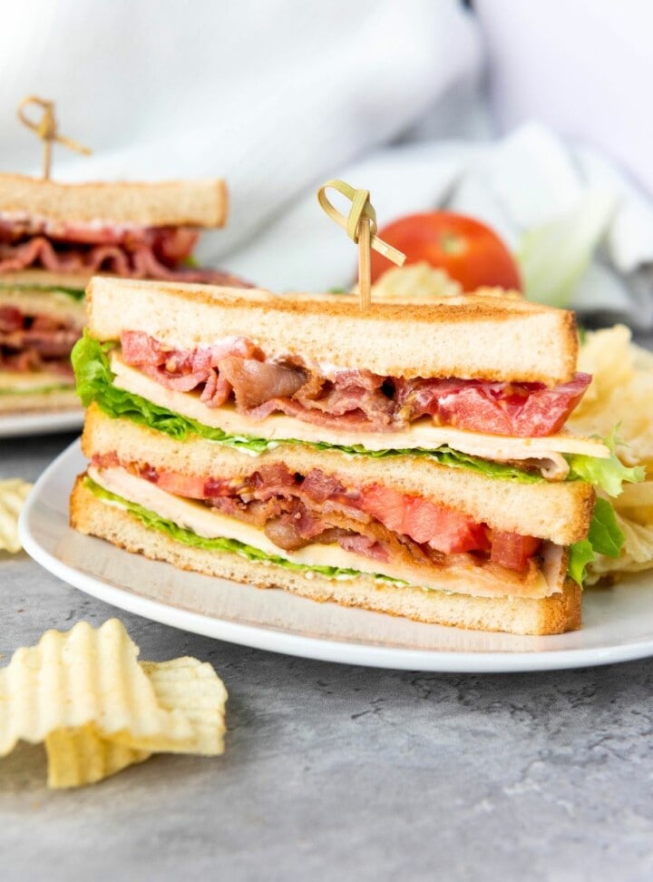 chicken club sandwich filled with delicious ingredients