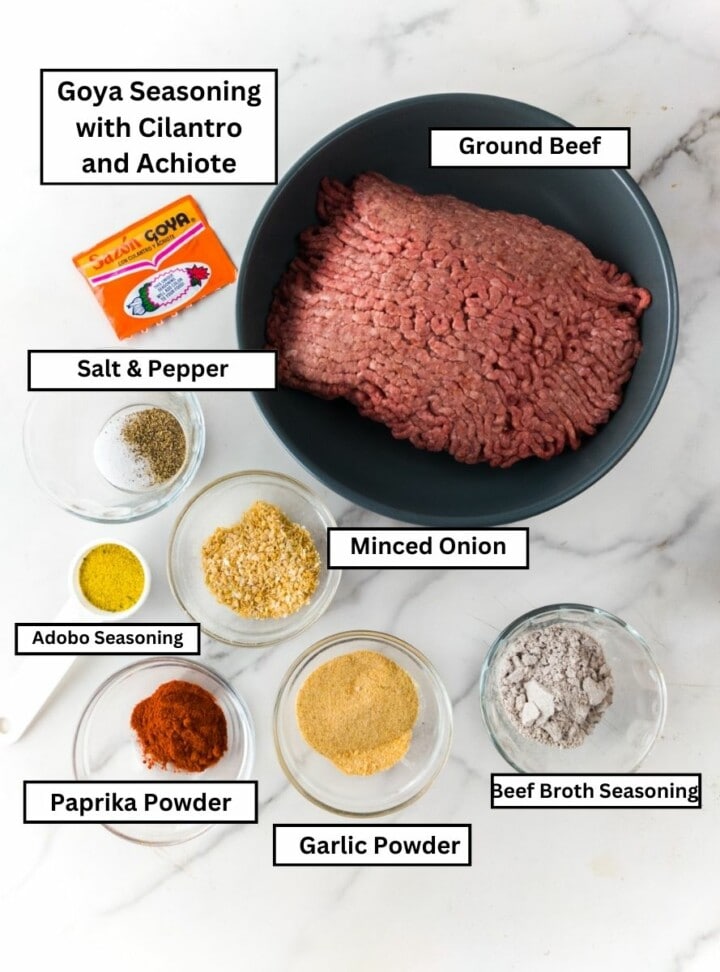 all the ingredients for the taco meat
